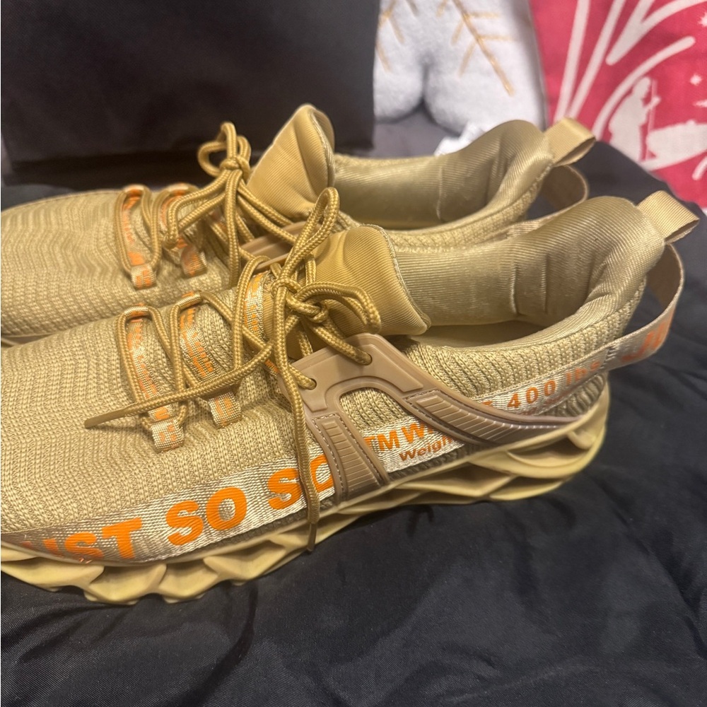 Stylish Tan and Orange Sneakers